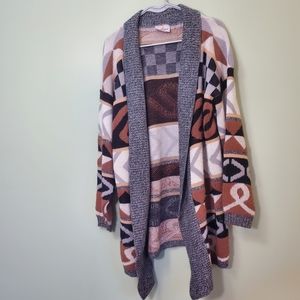 Vtg JJ Poole Abstract Patterned Cosby Sweater Cardigan Womens Large Made in USA